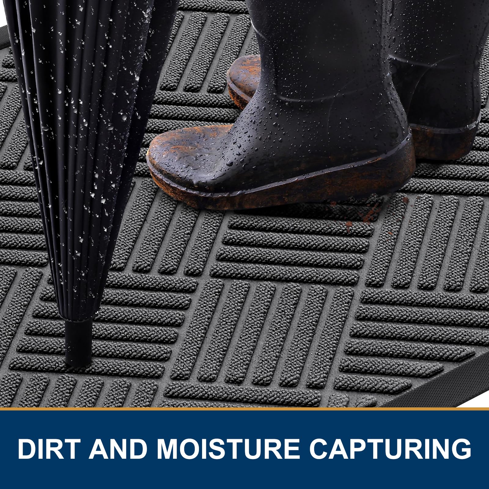 Smiry doormat showing non-slip rubber backing