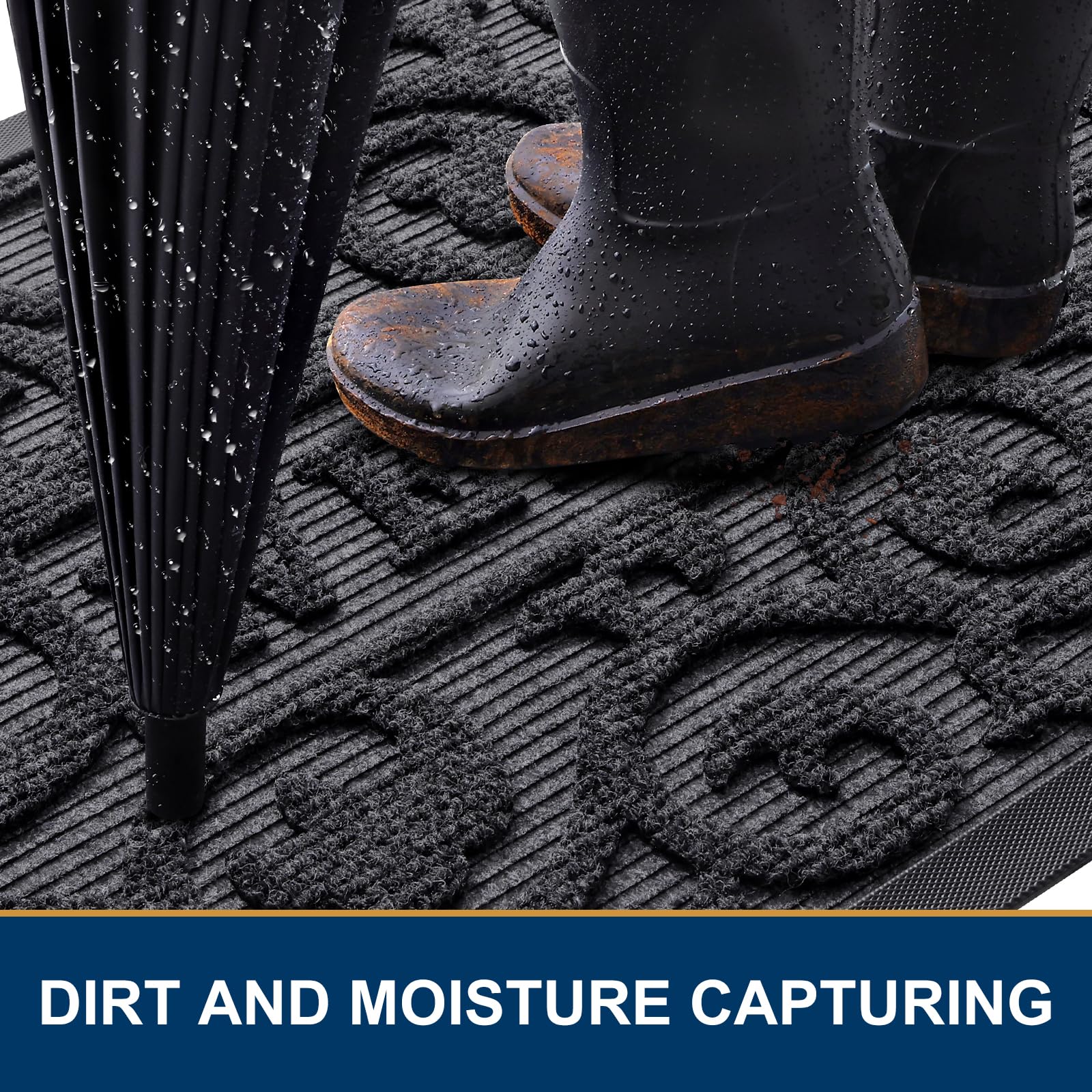 Smiry doormat side view showcasing non-slip rubber base