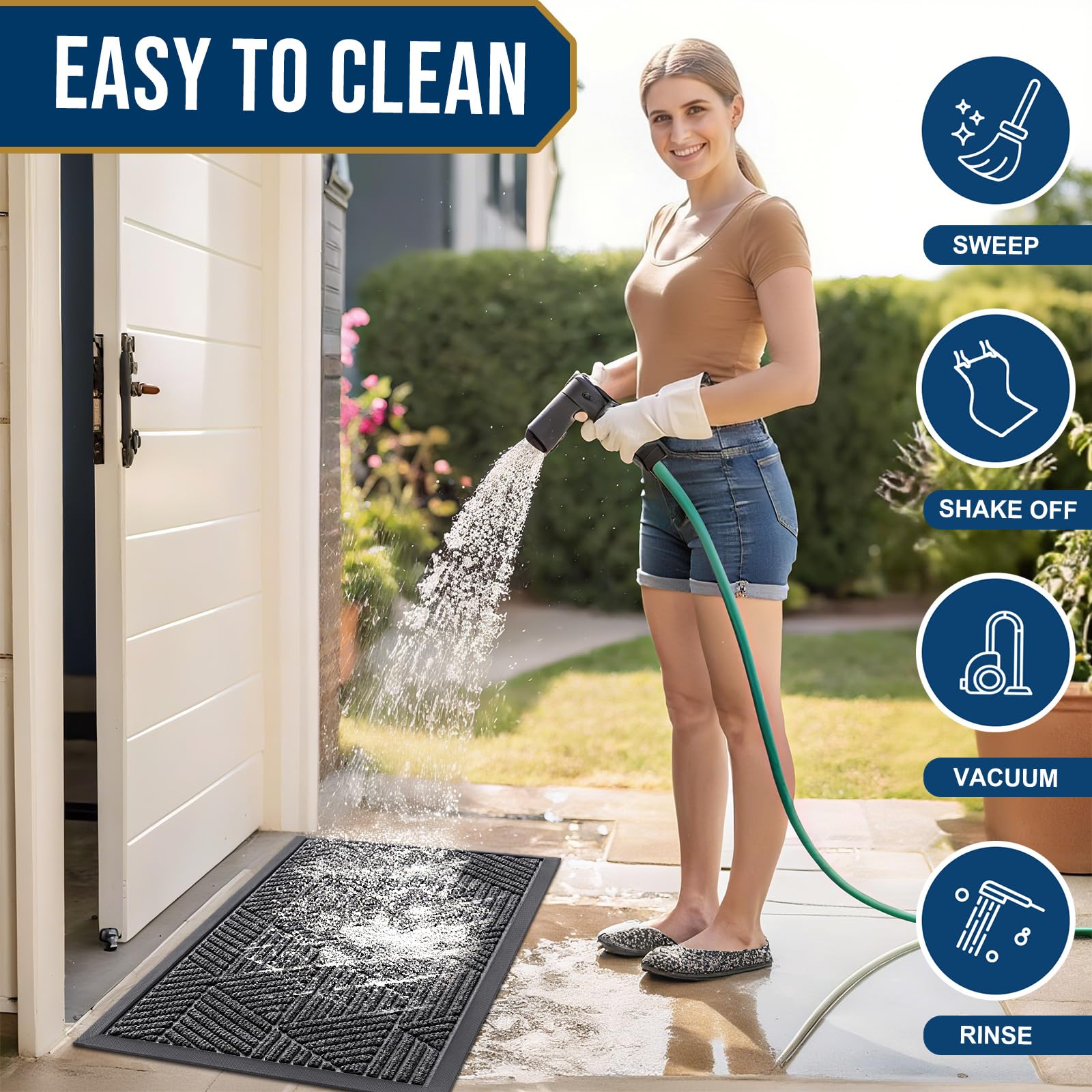 Smiry doormat with light grey colour in indoor setting