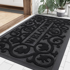 Smiry Front Door Mat 29.5x17 black front view