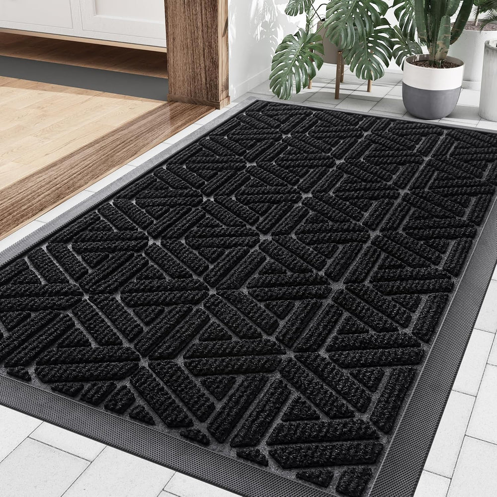Smiry Front Door Mat 29.5x17 black with textured surface