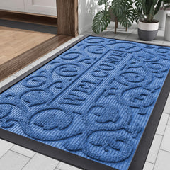 Smiry Front Door Mat 35x23 blue front view