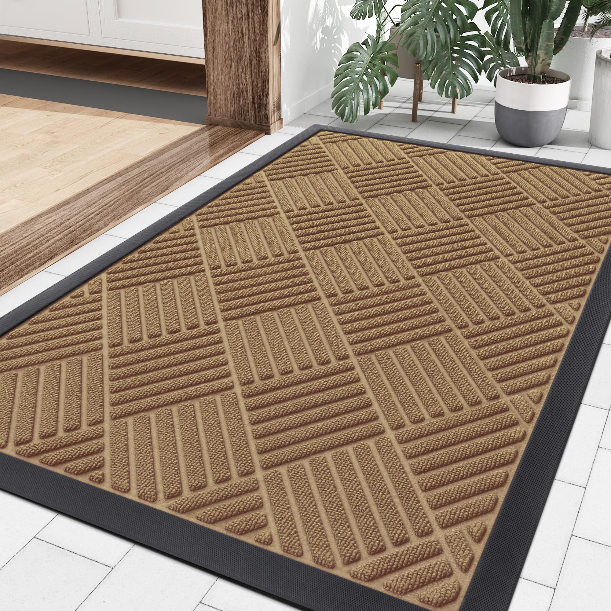 Smiry Front Door Mat 35x23 inch coffee colour front view