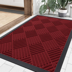 Smiry Front Door Mat 35x23 inch, Wine Red front view