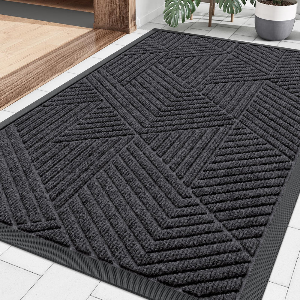 Smiry Front Door Mat 35x23 Medium Grey front view