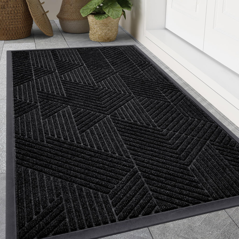 Smiry Front Door Mat 47x32 black front view