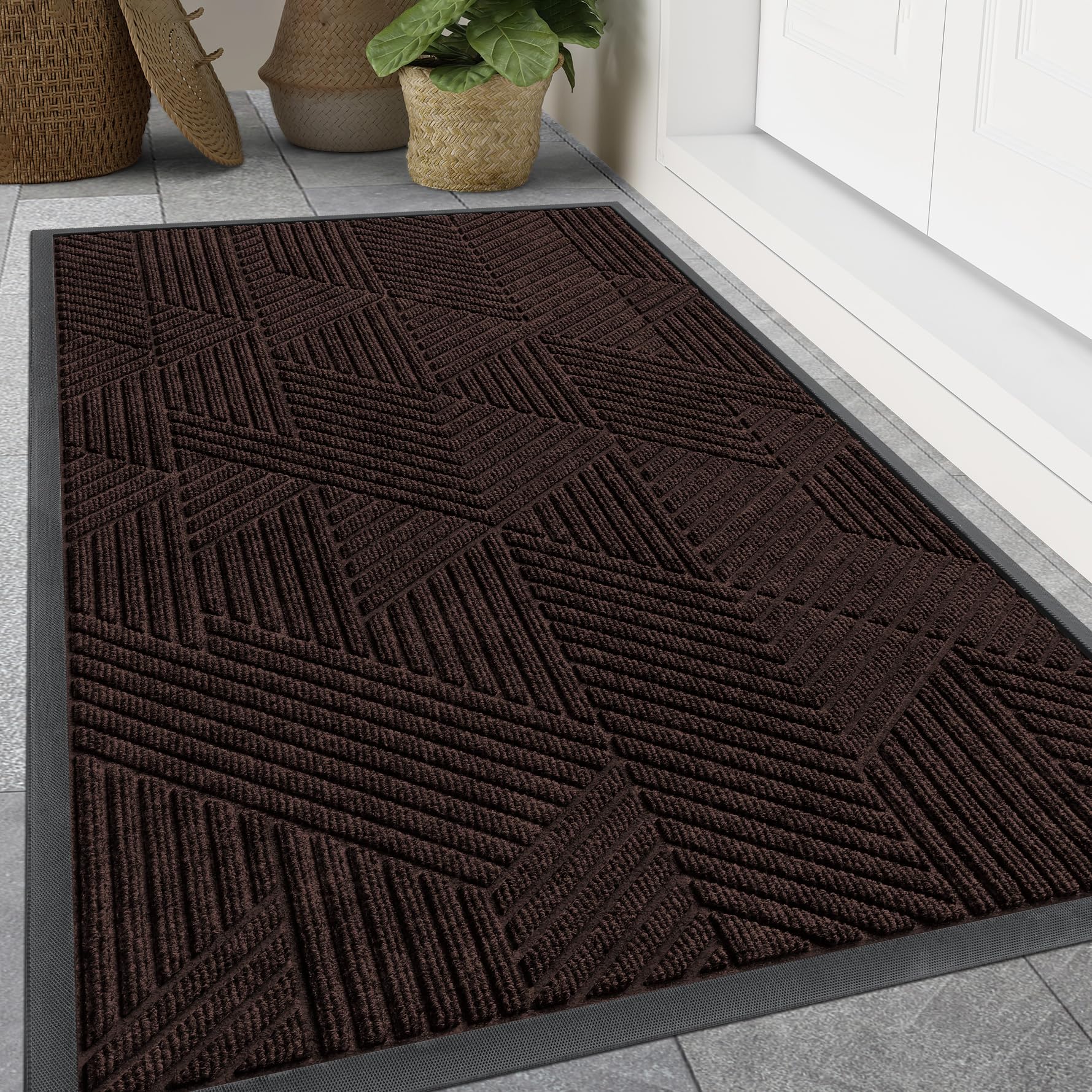 Smiry Front Door Mat 59x40 dark brown front view