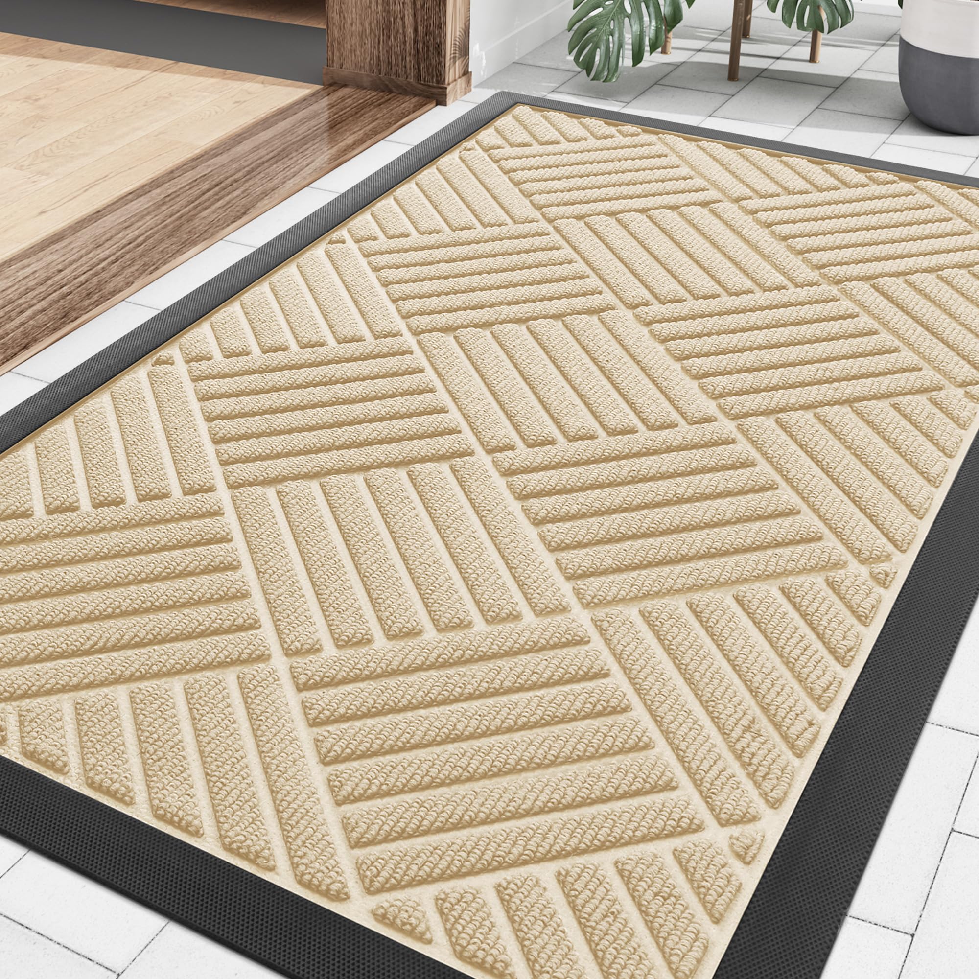 Smiry Front Door Mat beige colour front view