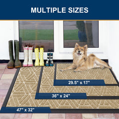 Smiry Front Door Mat beige showing non-slip rubber backing