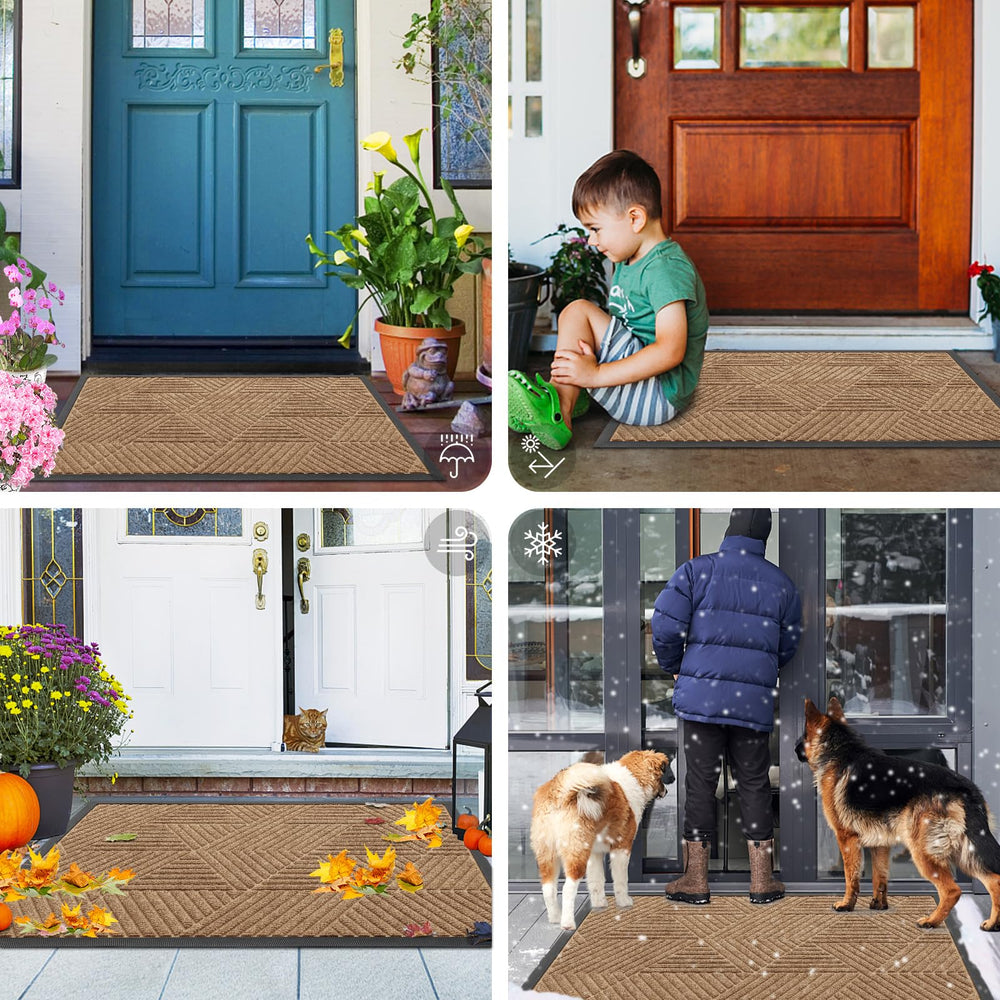 Smiry front door mat being cleaned with a hose