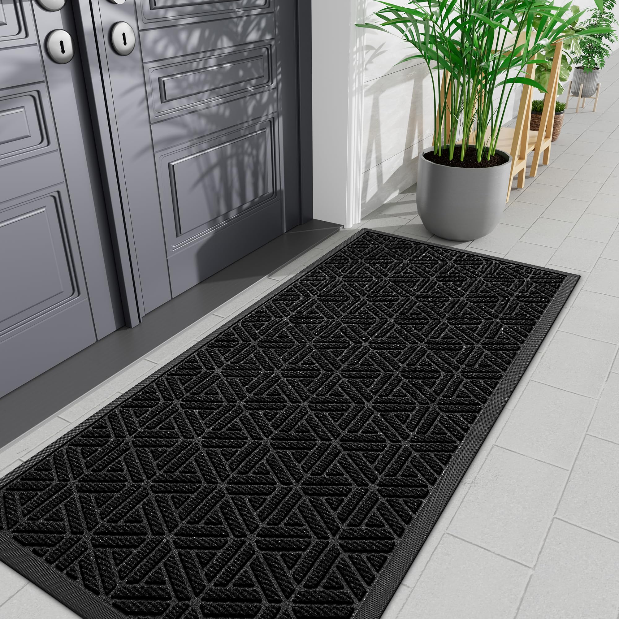 Smiry front door mat black color front view