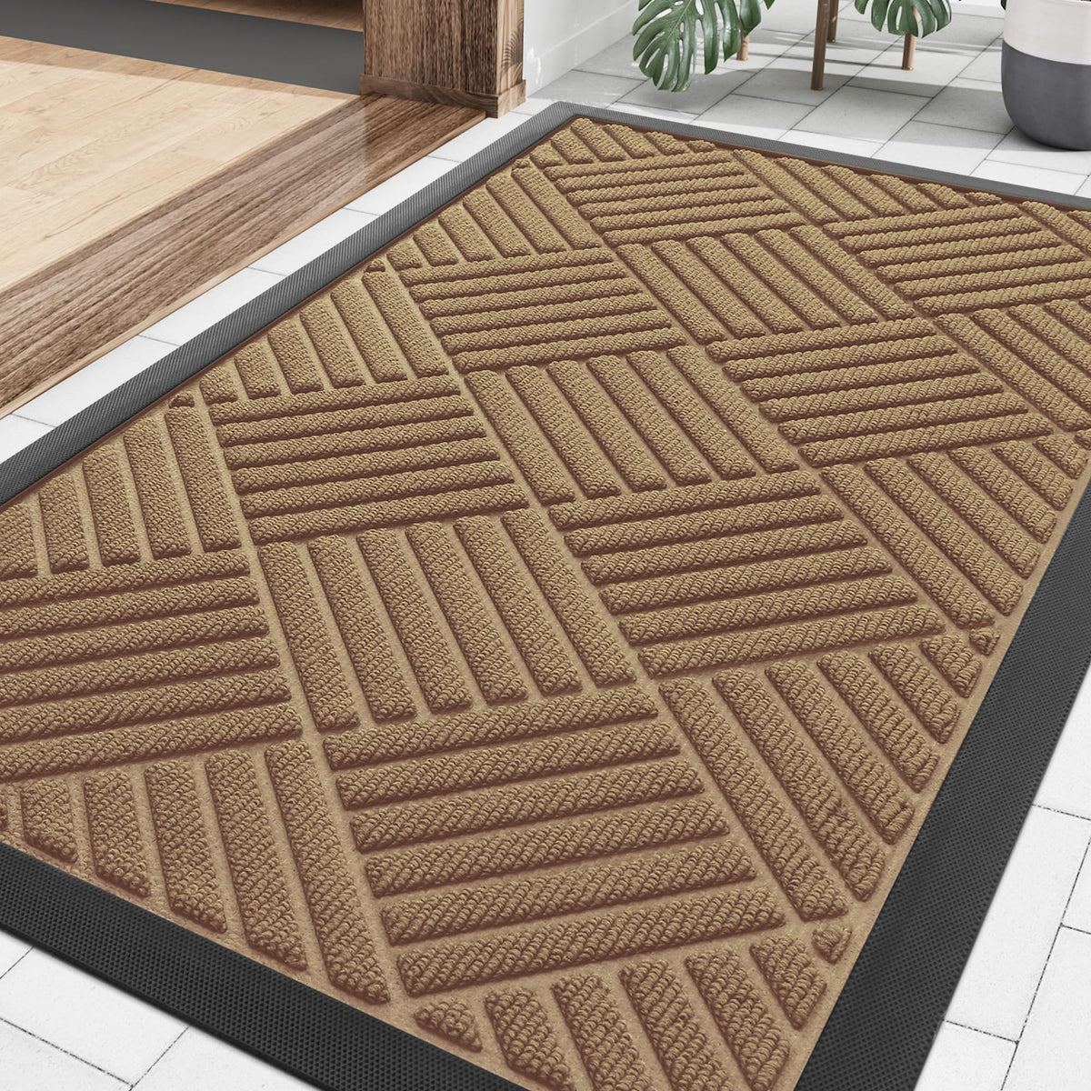 Smiry Front Door Mat Coffee 29.5x17 inch front view