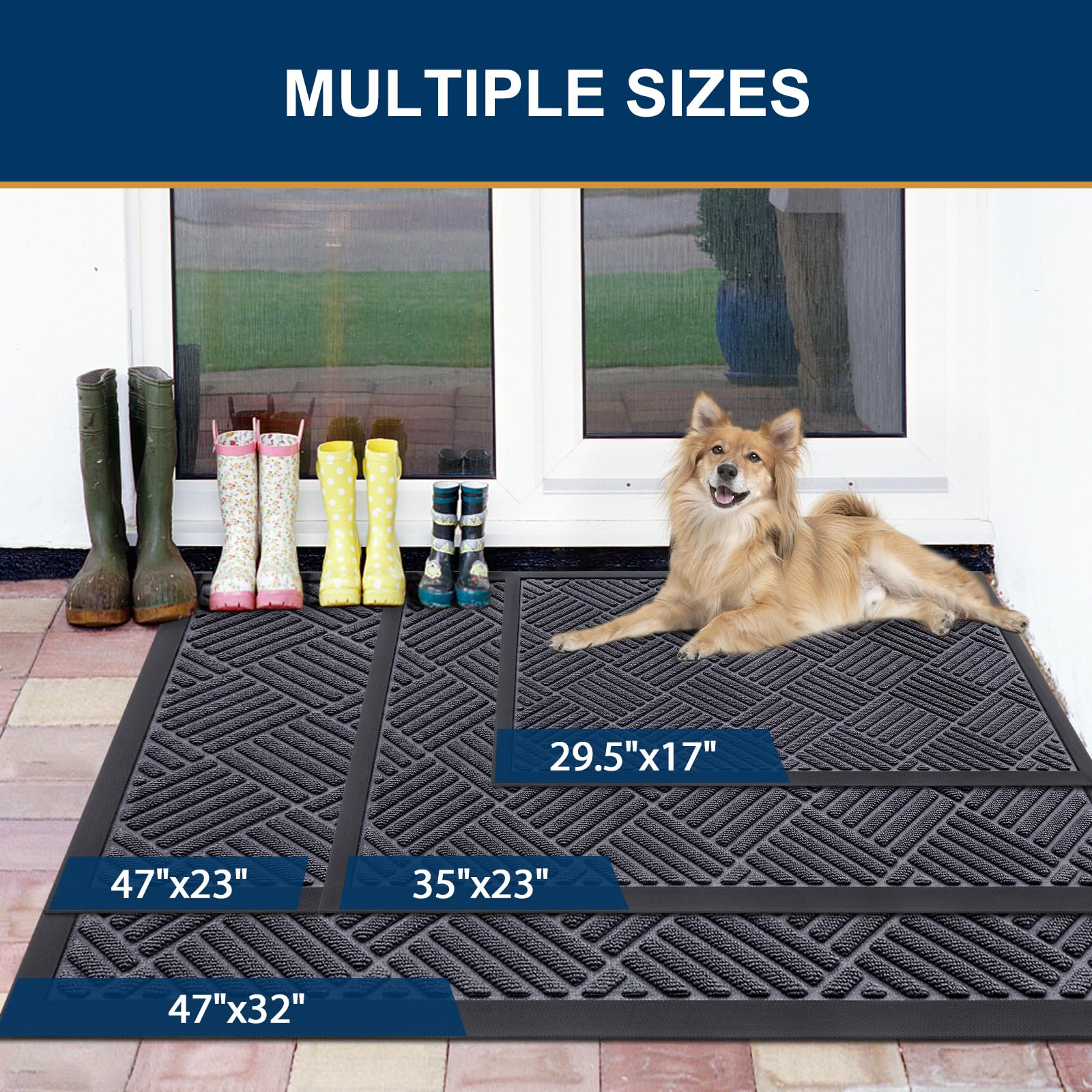 Smiry Front Door Mat Dark Grey showing texture