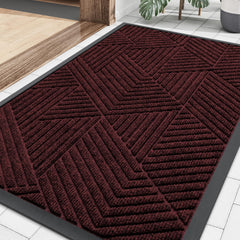 Smiry Front Door Mat dark red front view, 35" x 23"