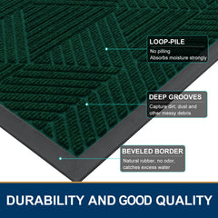 Smiry Front Door Mat deep green in outdoor setting