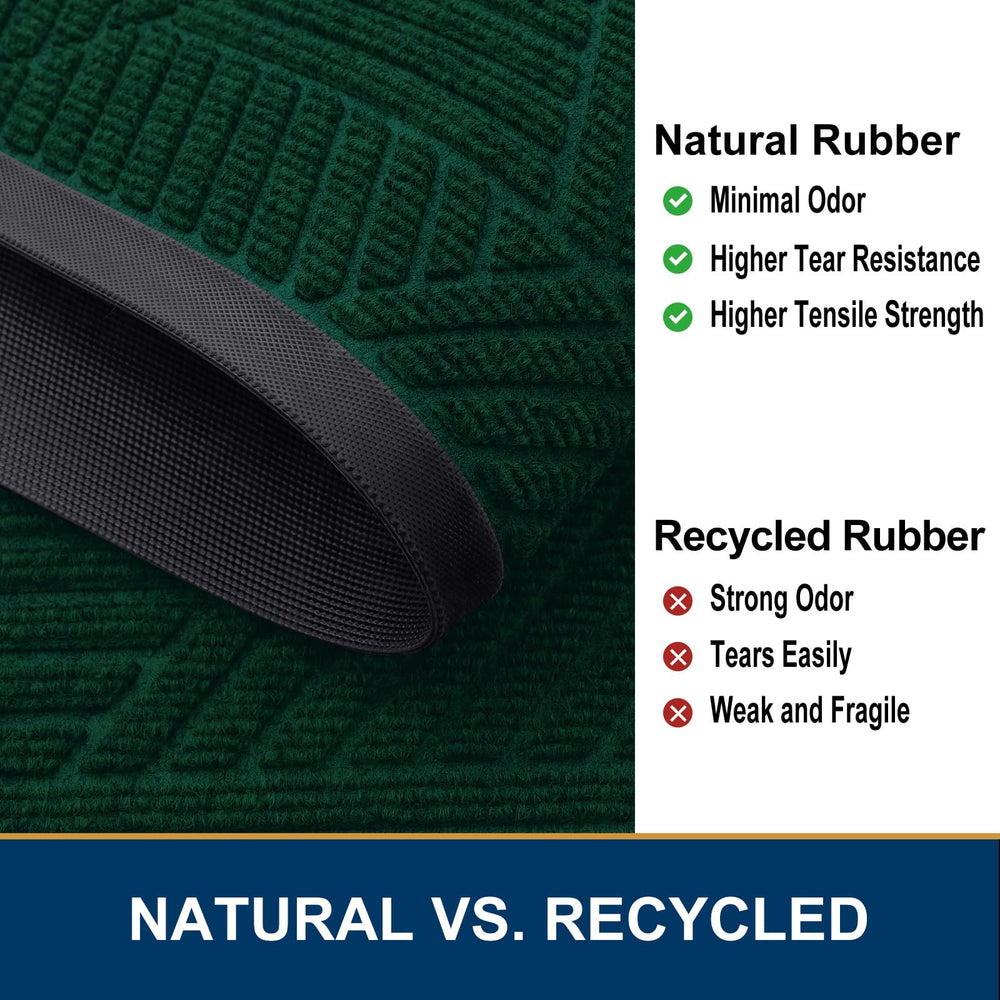 Smiry Front Door Mat deep green showing dirt absorption