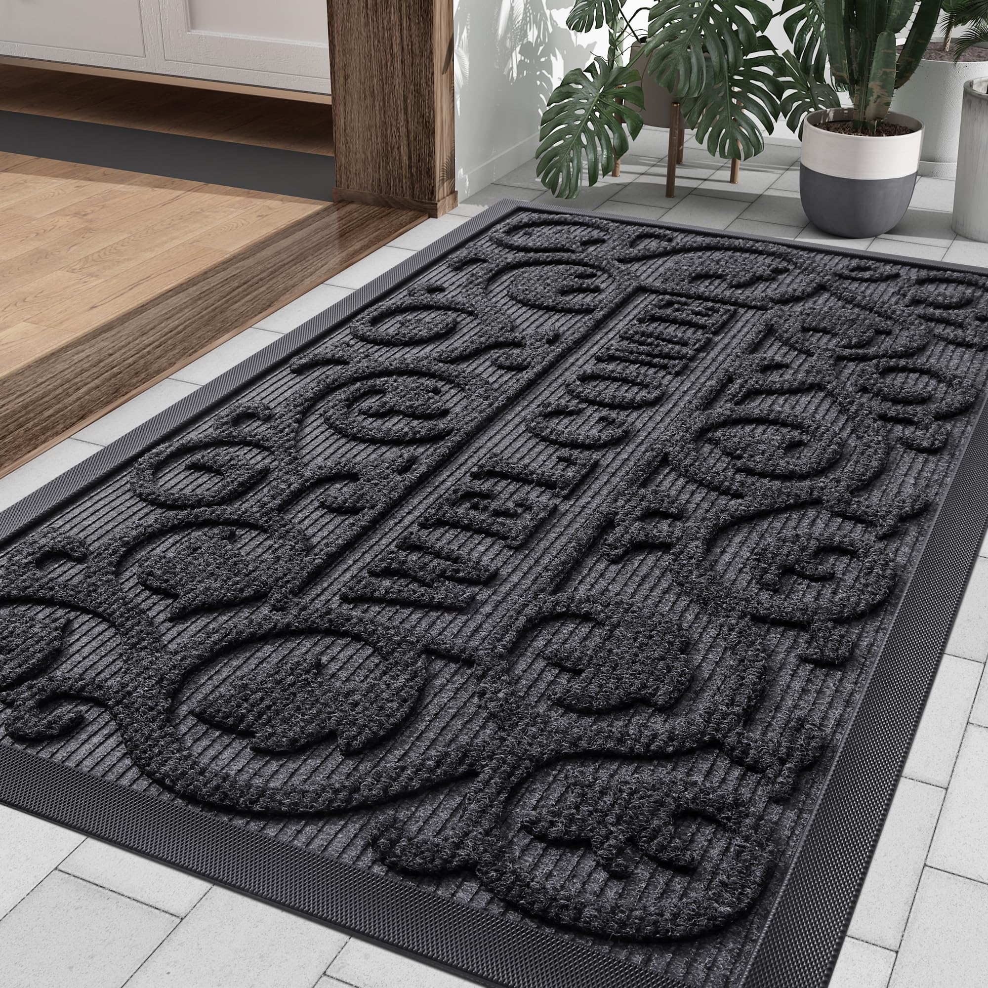 Smiry Front Door Mat Grey front view