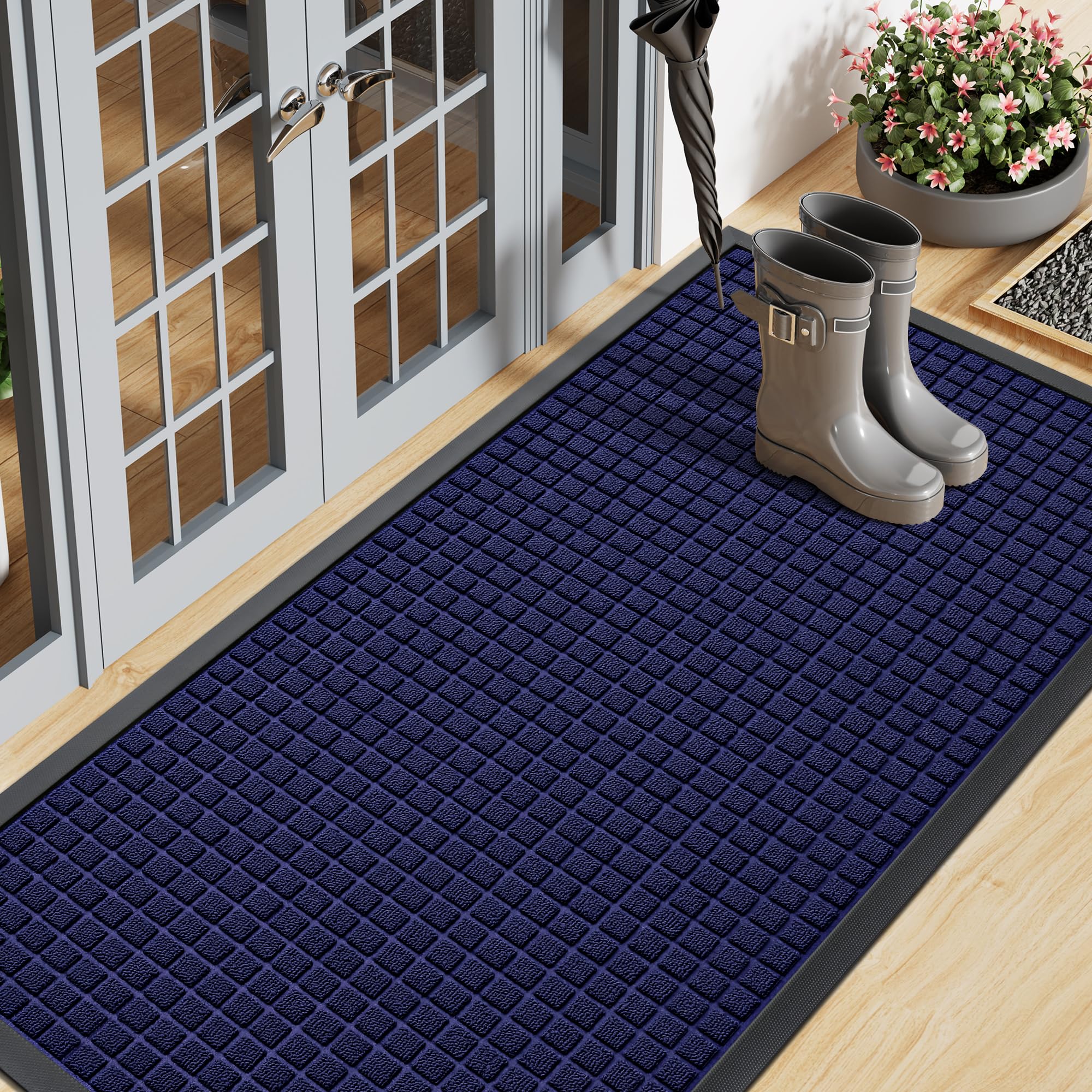 Smiry Front Door Mat Navy Blue 71x23 inches front view