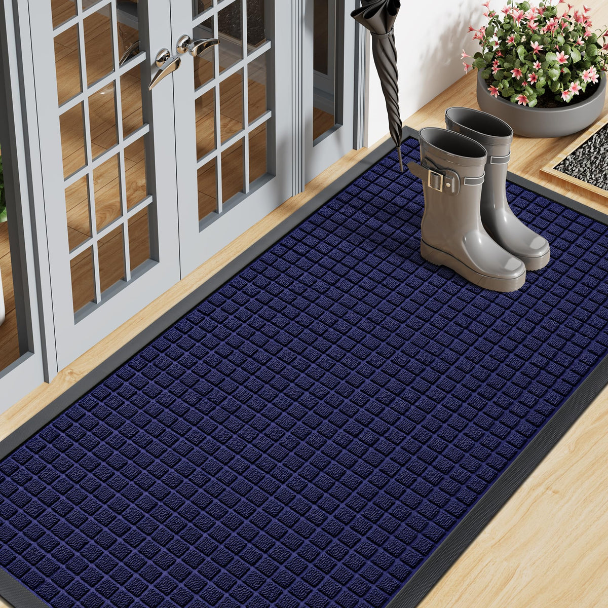 Smiry Front Door Mat Navy Blue 71x23 inches front view