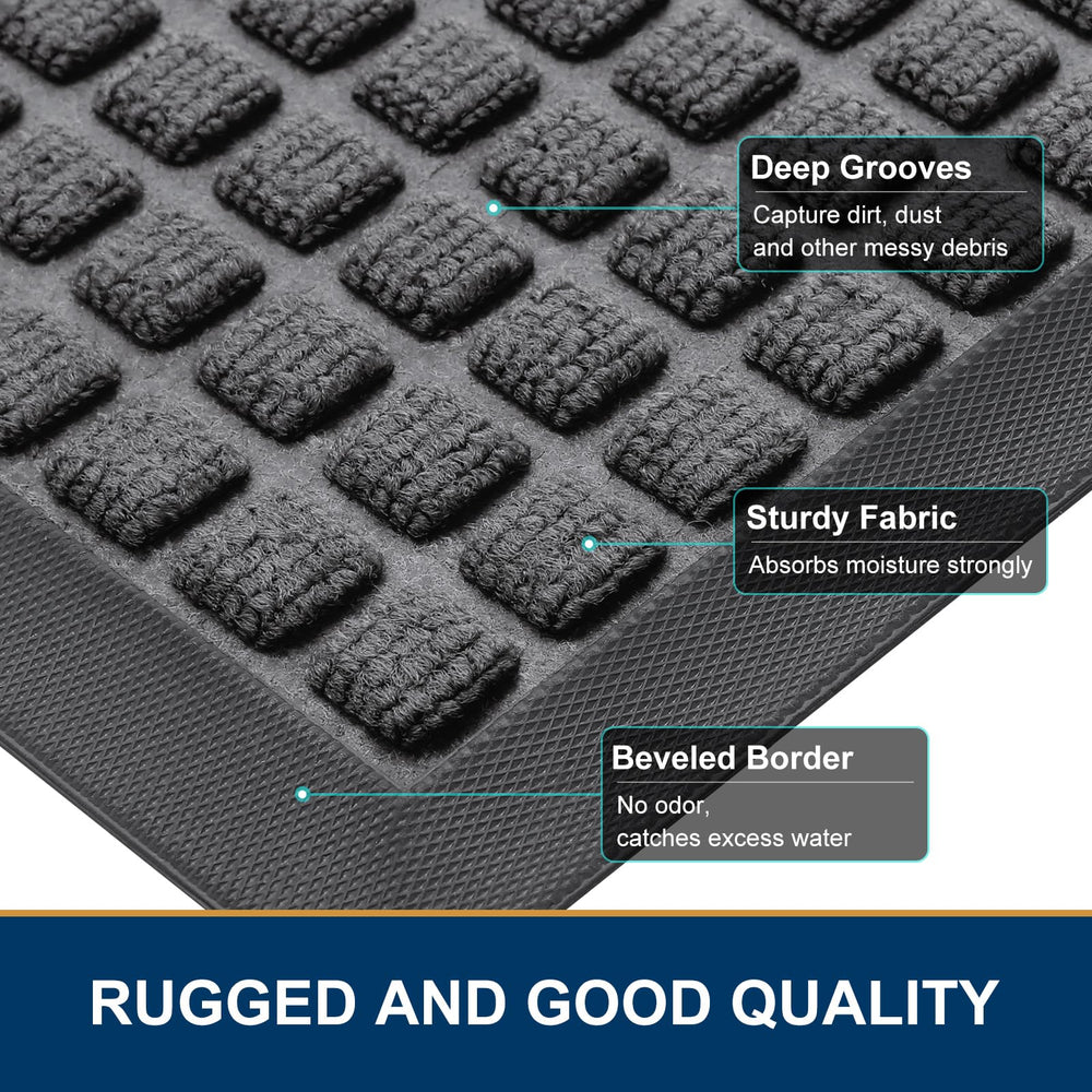 Smiry Front Door Mat side view highlighting non-slip rubber liner