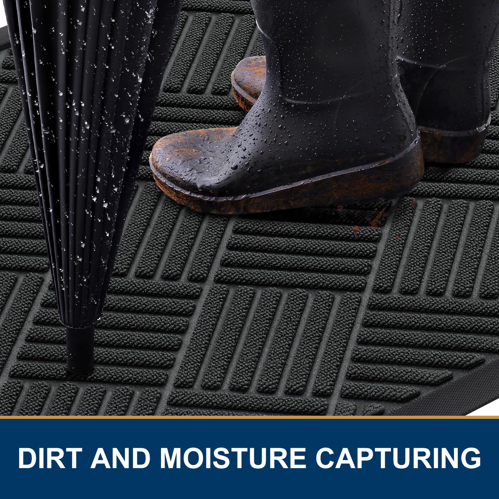 Smiry front door mat with beveled rubber edge