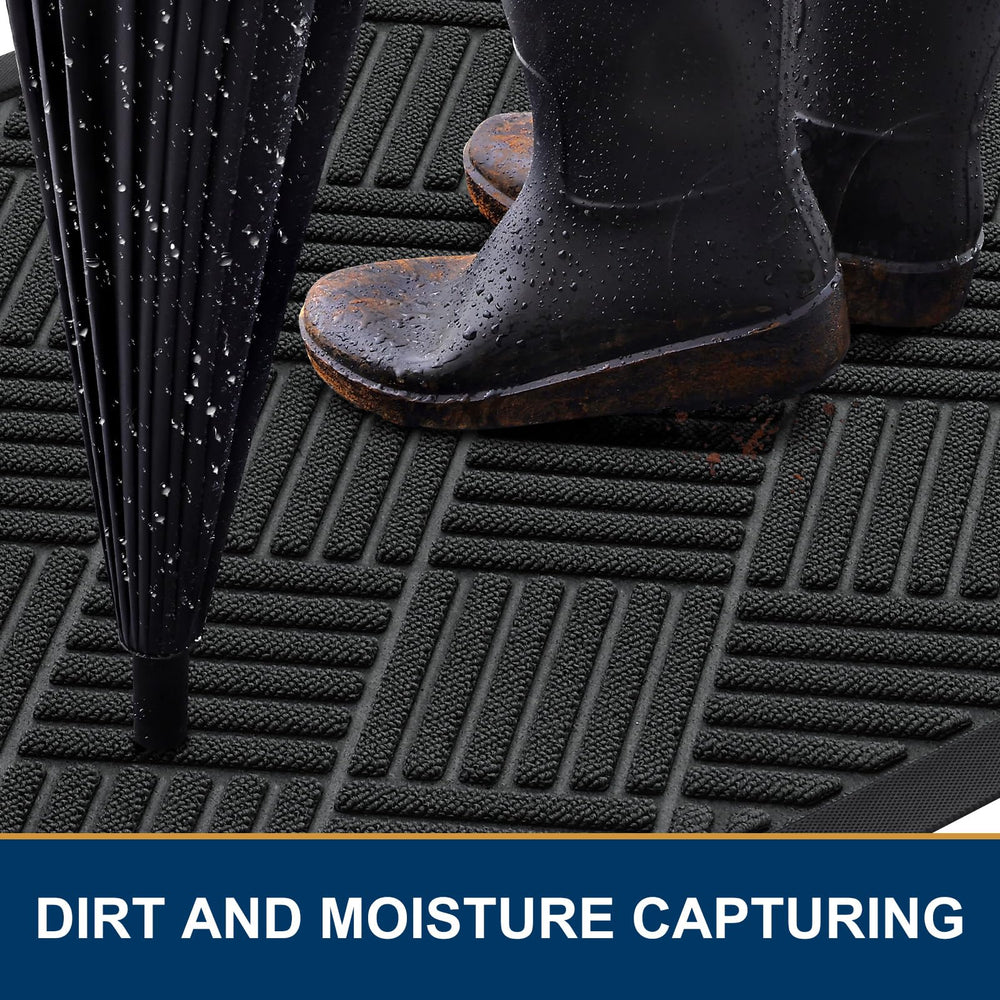 Smiry front door mat with beveled rubber edge