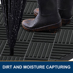 Smiry front door mat with beveled rubber edge