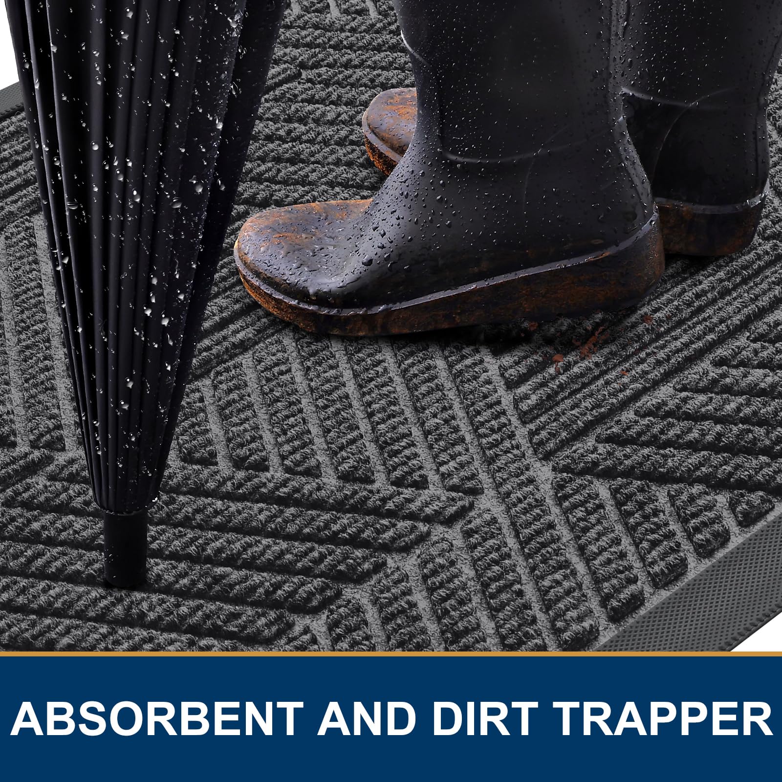 Smiry Front Door Mat with rubber backing close-up