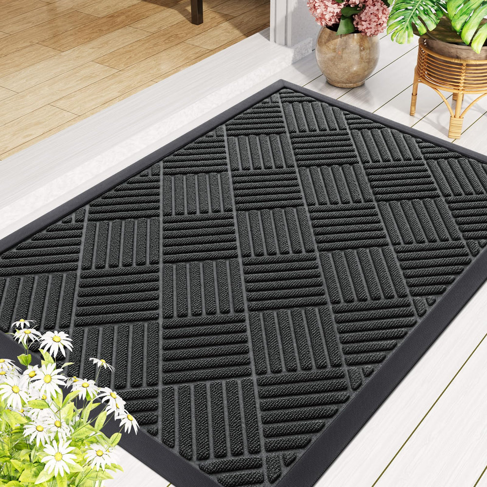Smiry front door mat with water droplets on surface