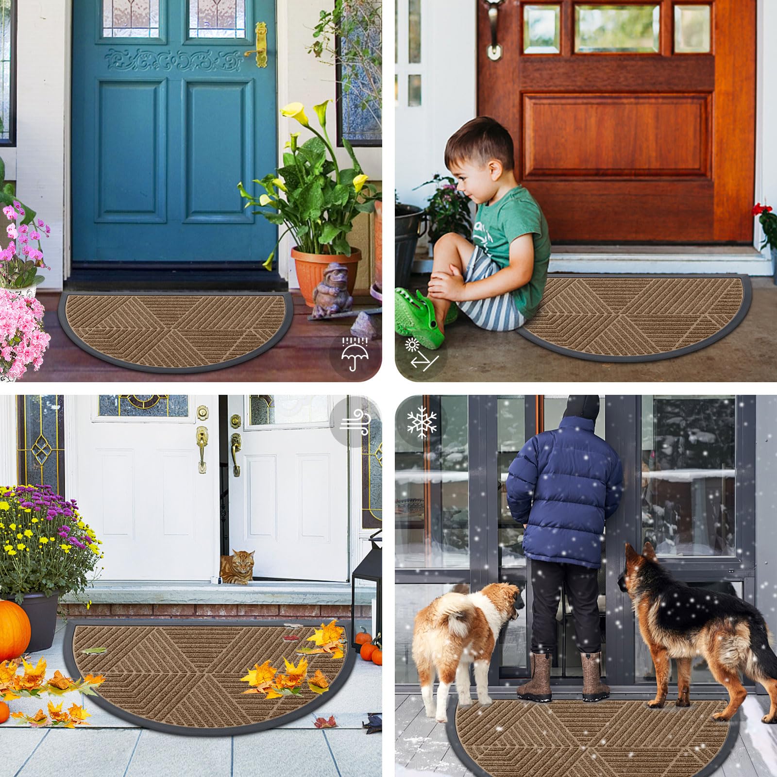 Smiry Half Circle Door Mat folded for storage