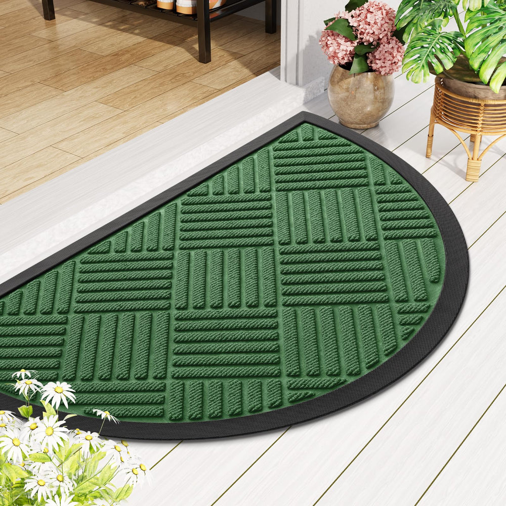 Smiry Half Circle Door Mat Green showing dimensions