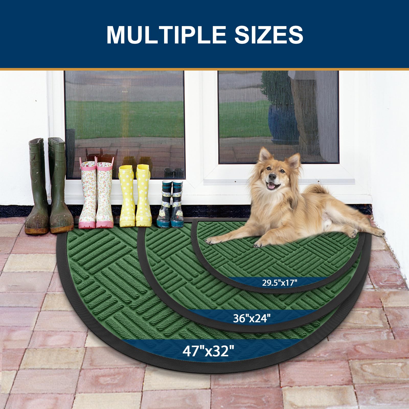 Smiry Half Circle Door Mat Green side view