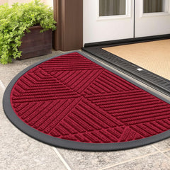 Smiry Half Circle Doormat front view in Wine Red