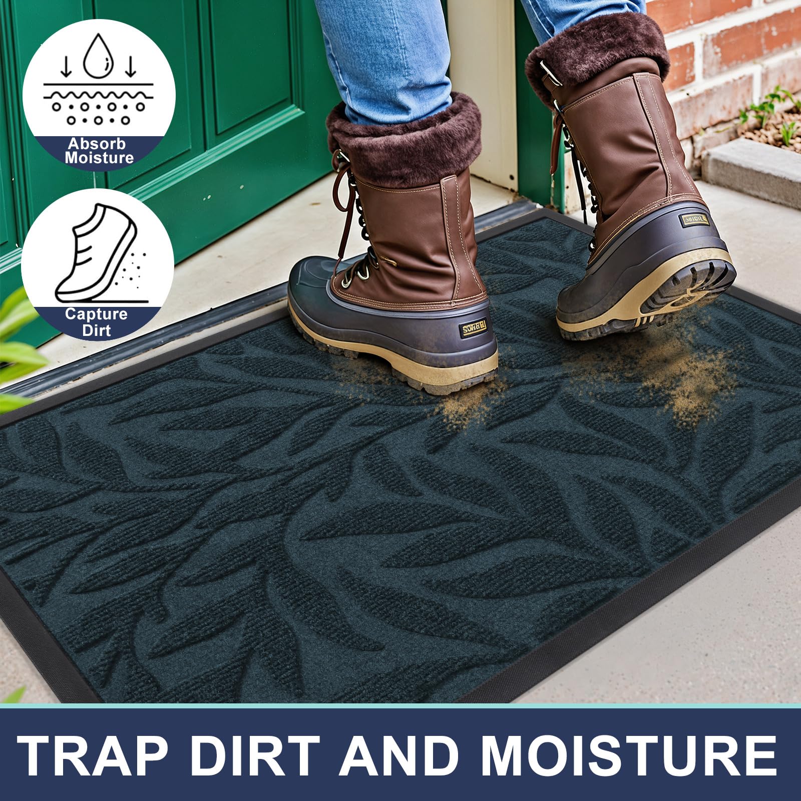 Smiry Leaf Doormat in outdoor setting