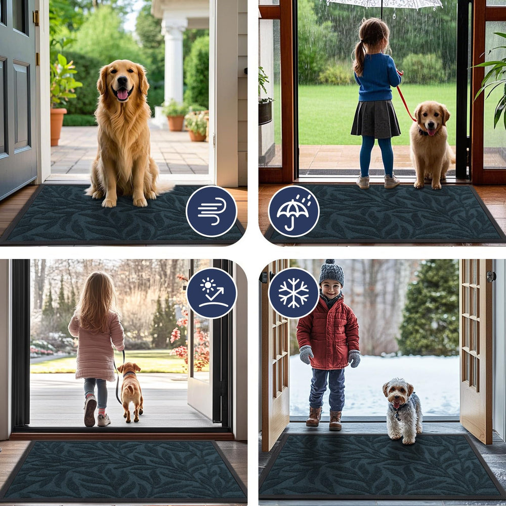 Smiry Leaf Doormat side view with dimensions