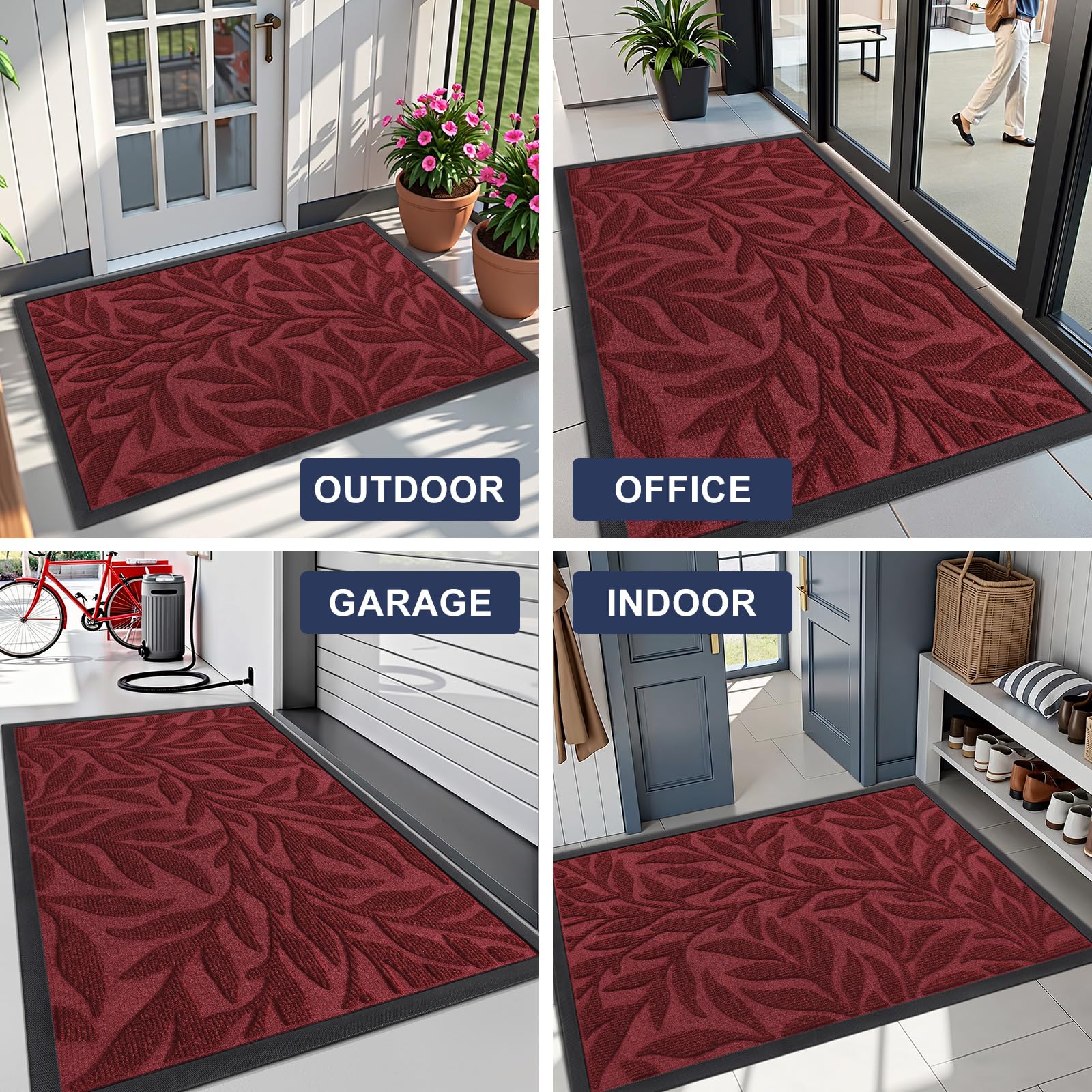 Smiry Leaf Front Door Mat 35x23 in indoor entryway