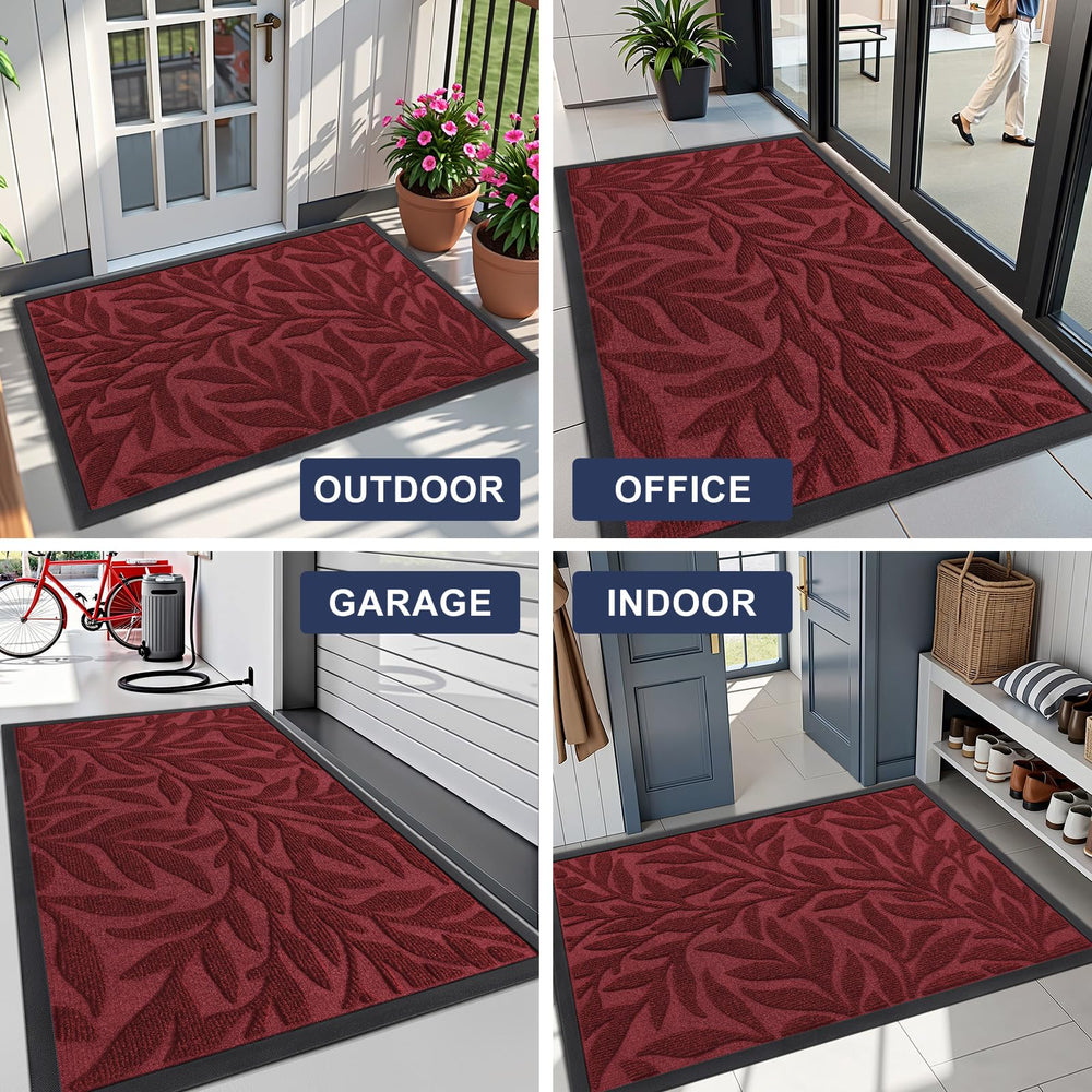Smiry Leaf Front Door Mat 35x23 in indoor entryway
