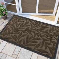 Smiry Leaf Front Door Mat 47x17 front view with foliage design