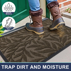 Smiry Leaf Front Door Mat 47x17 on outdoor patio