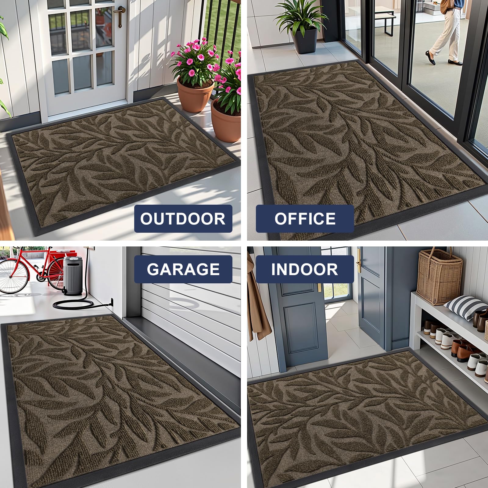 Smiry Leaf Front Door Mat 47x17 packaging view
