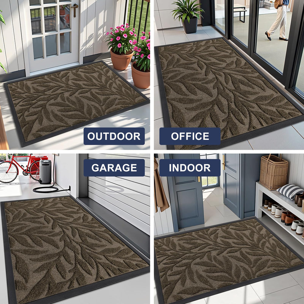 Smiry Leaf Front Door Mat 47x17 packaging view