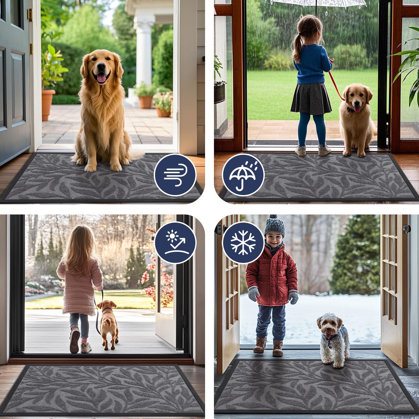 Smiry Leaf Front Door Mat folded showing its lightweight design