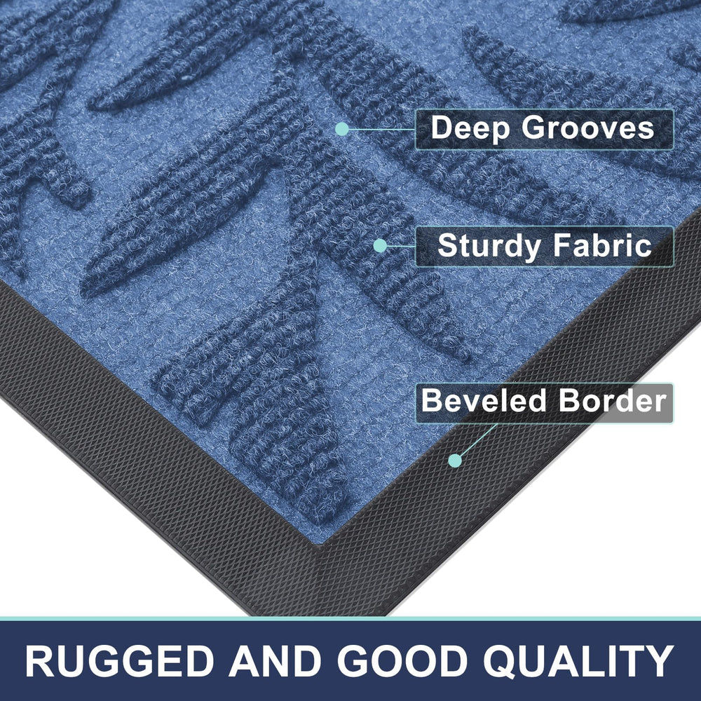 Smiry Leaf Front Door Mat in outdoor setting
