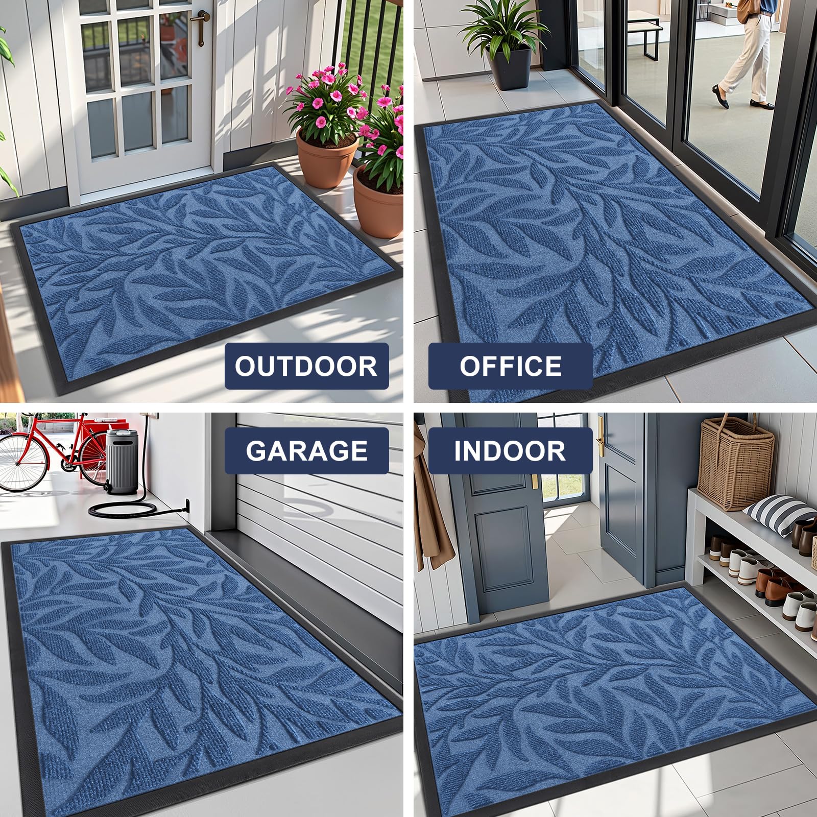 Smiry Leaf Front Door Mat in use at entrance
