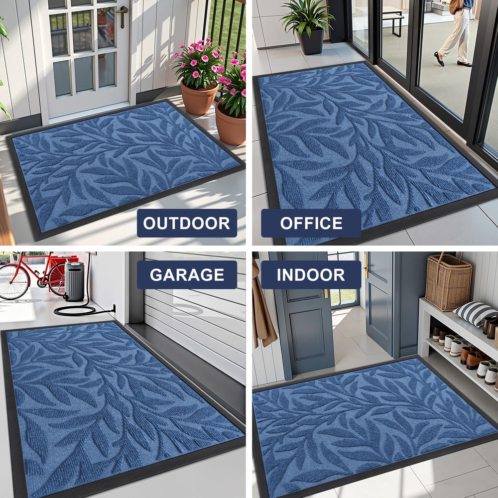 Smiry Leaf Front Door Mat in use at entrance