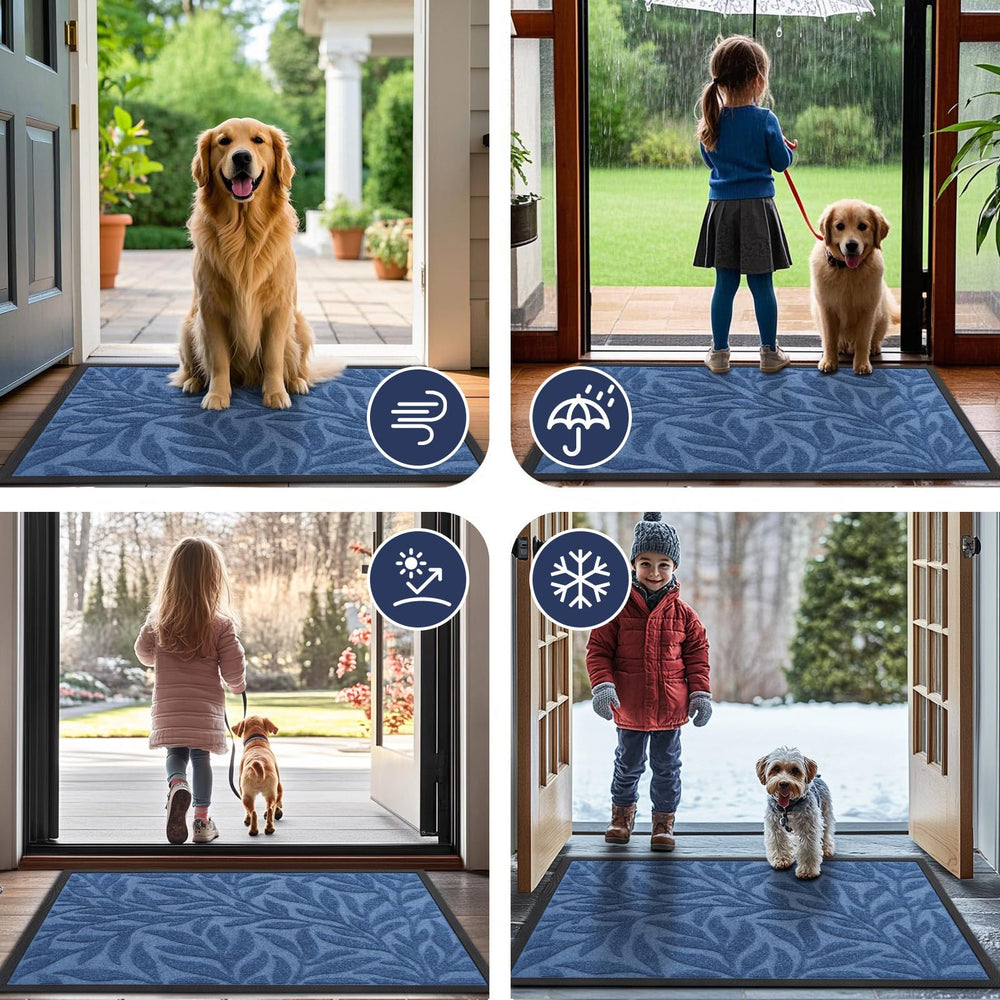Smiry Leaf Front Door Mat rolled for storage