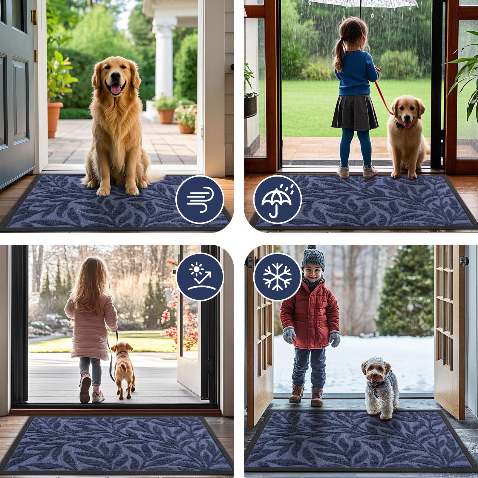 Smiry Leaf Front Door Mat showcasing its durability