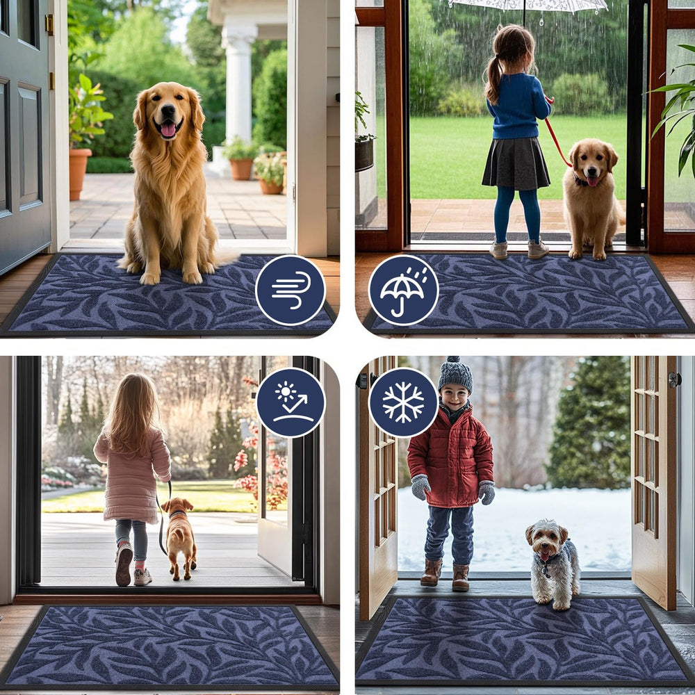 Smiry Leaf Front Door Mat showcasing its durability