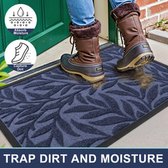 Smiry Leaf Front Door Mat with non-slip rubber bottom