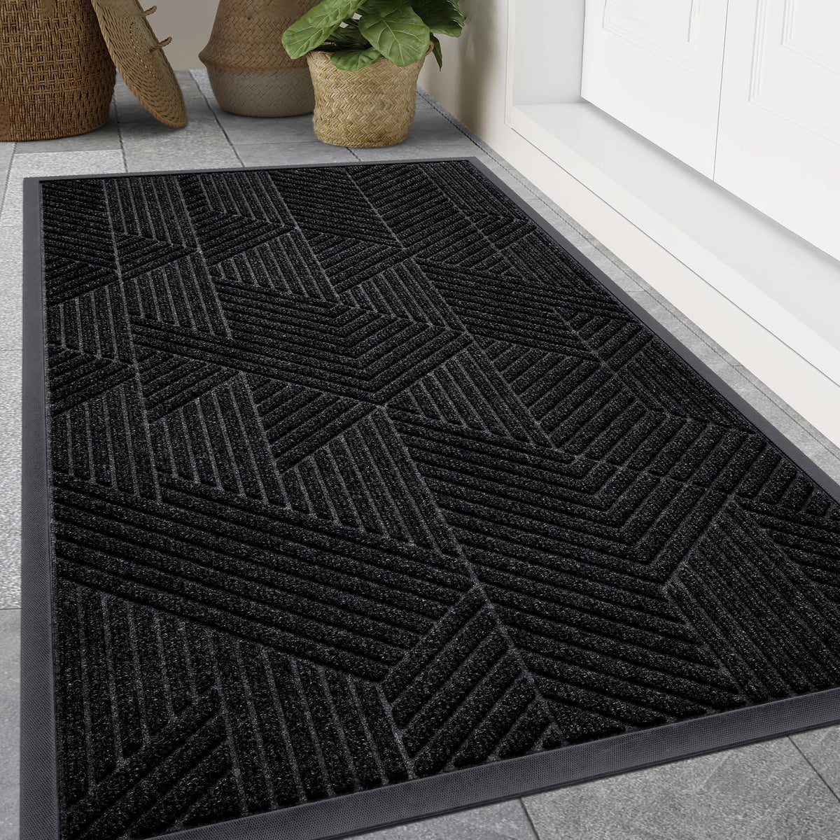 Smiry Outdoor Doormat 71" x 34" black front view